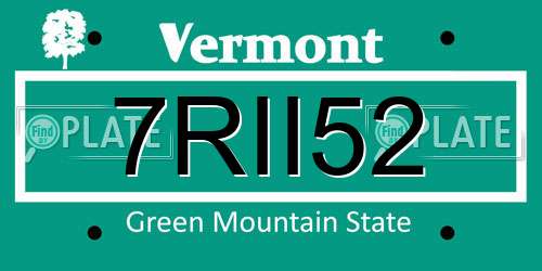 7RII52 Vermont License Plate