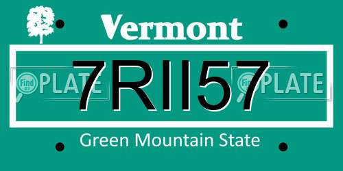 7RII57 Vermont License Plate