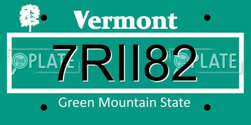 7RII82 Vermont License Plate