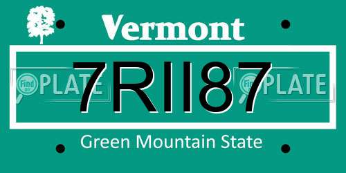 7RII87 Vermont License Plate