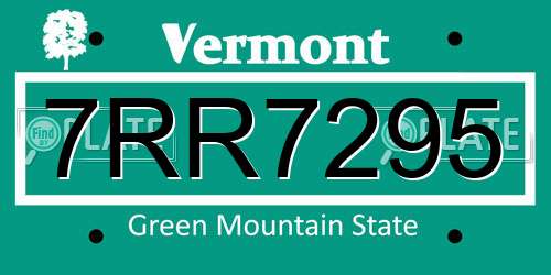 7RR7295 Vermont License Plate