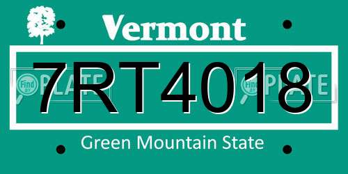 7RT4018 Vermont License Plate