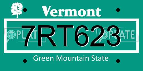 7RT623 Vermont License Plate