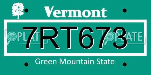 7RT673 Vermont License Plate
