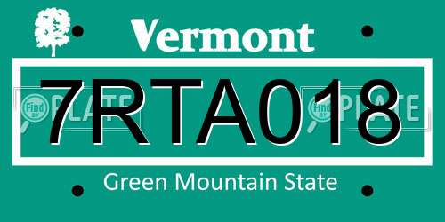 7RTA018 Vermont License Plate