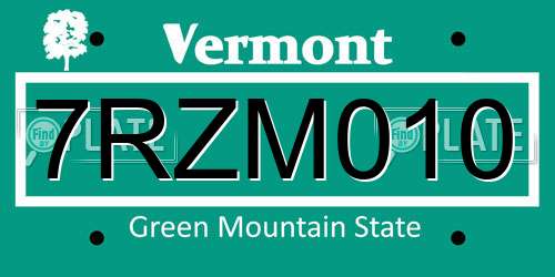 7RZM010 Vermont License Plate