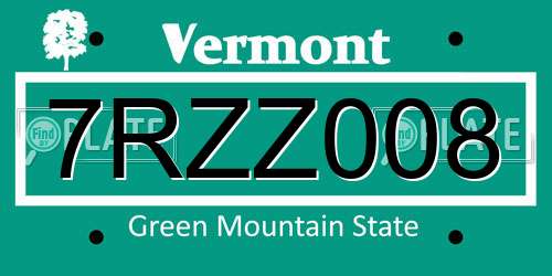7RZZ008 Vermont License Plate
