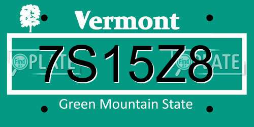 7S15Z8 Vermont License Plate