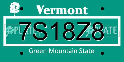 7S18Z8 Vermont License Plate