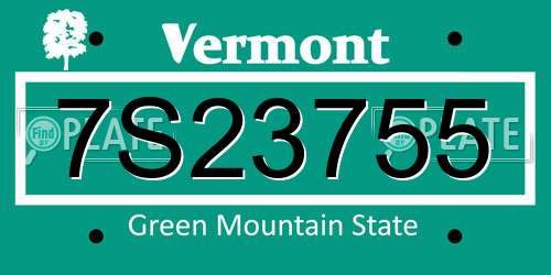 7S23755 Vermont License Plate