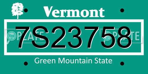 7S23758 Vermont License Plate