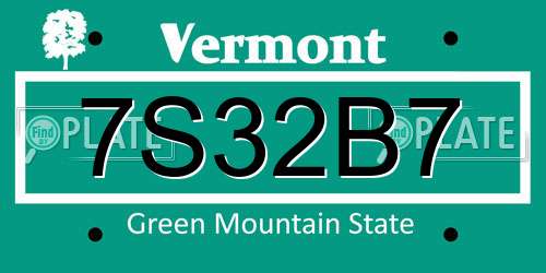 7S32B7 Vermont License Plate