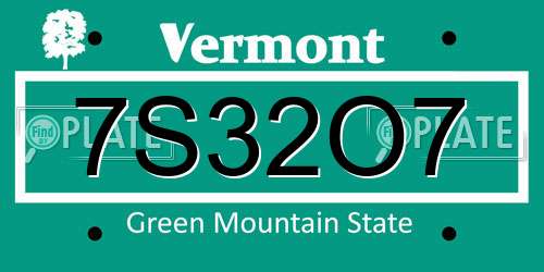 7S32O7 Vermont License Plate