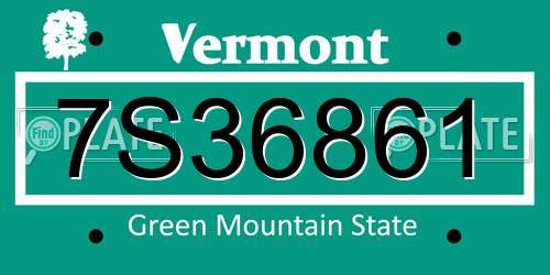 7S36861 Vermont License Plate