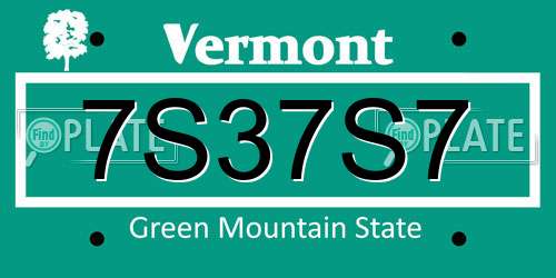 7S37S7 Vermont License Plate
