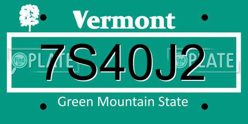 7S40J2 Vermont License Plate