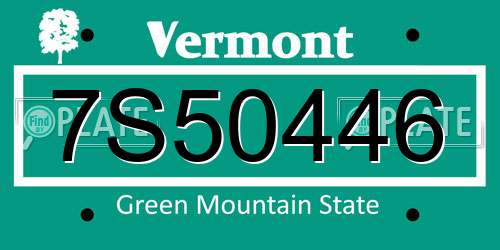 7S50446 Vermont License Plate