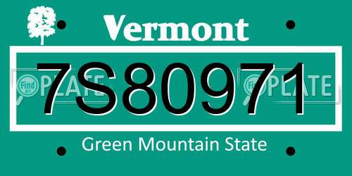 7S80971 Vermont License Plate