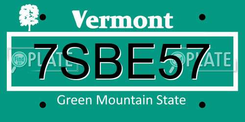 7SBE57 Vermont License Plate