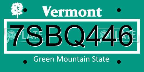 7SBQ446 Vermont License Plate