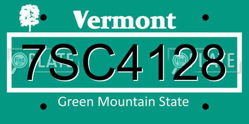 7SC4128 Vermont License Plate