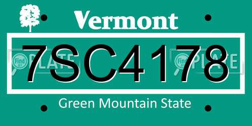 7SC4178 Vermont License Plate
