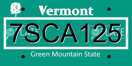 7SCA125 Vermont License Plate