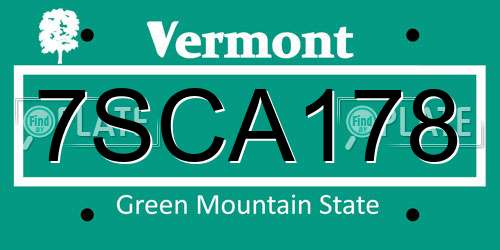 7SCA178 Vermont License Plate