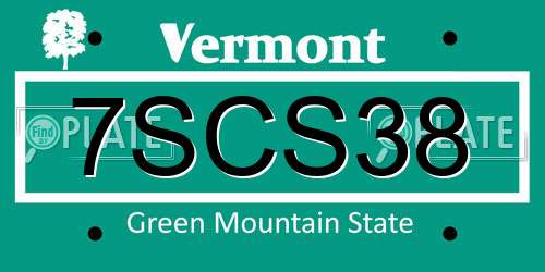 7SCS38 Vermont License Plate