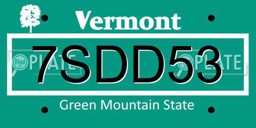 7SDD53 Vermont License Plate