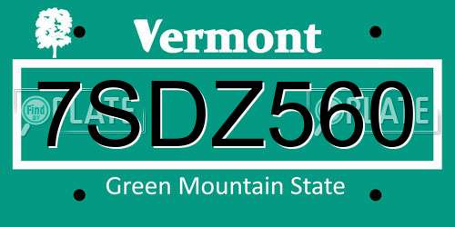 7SDZ560 Vermont License Plate