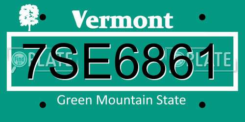 7SE6861 Vermont License Plate