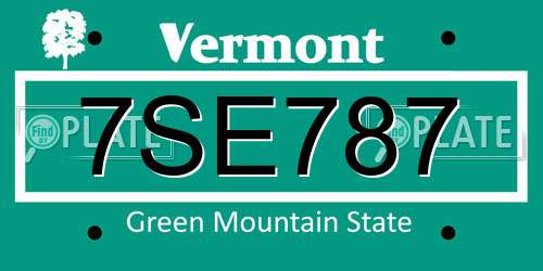 7SE787 Vermont License Plate
