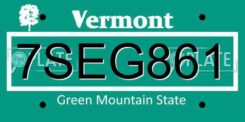 7SEG861 Vermont License Plate