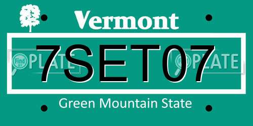 7SET07 Vermont License Plate
