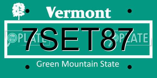 7SET87 Vermont License Plate