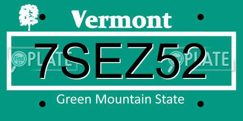 7SEZ52 Vermont License Plate
