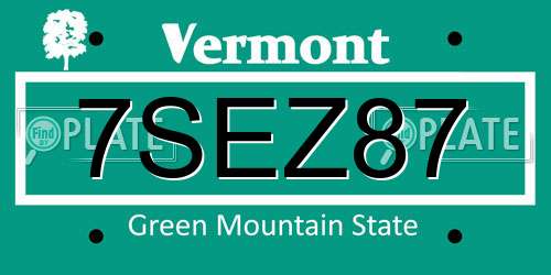 7SEZ87 Vermont License Plate