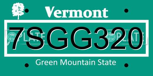 7SGG320 Vermont License Plate