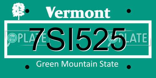 7SI525 Vermont License Plate