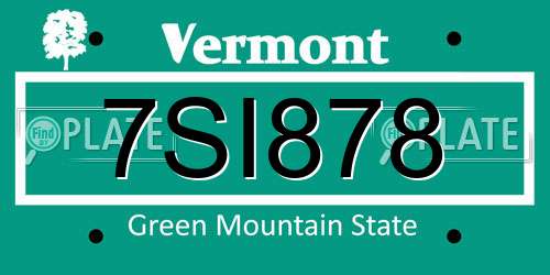 7SI878 Vermont License Plate