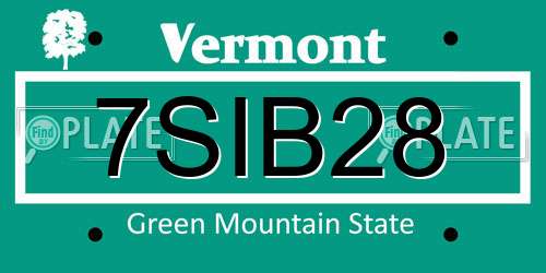 7SIB28 Vermont License Plate
