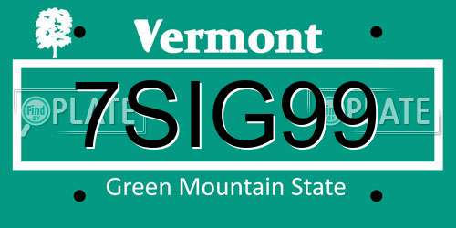7SIG99 Vermont License Plate