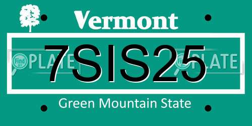 7SIS25 Vermont License Plate