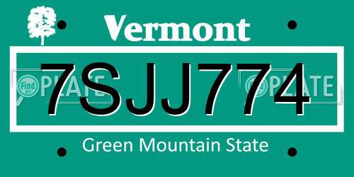 7SJJ774 Vermont License Plate
