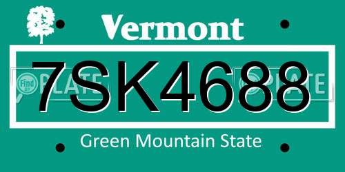7SK4688 Vermont License Plate