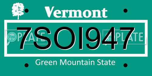 7SOI947 Vermont License Plate