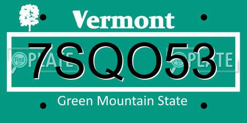 7SQO53 Vermont License Plate