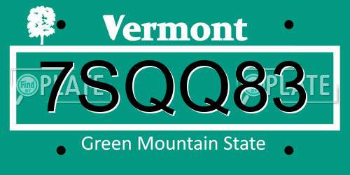 7SQQ83 Vermont License Plate