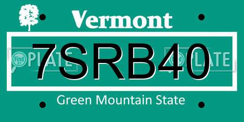 7SRB40 Vermont License Plate